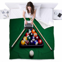 Pool Game Balls Against A Green Blankets 29256640