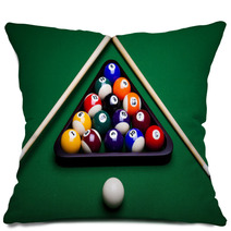 Pool Game Balls Against A Green Pillows 29256640