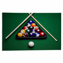 Pool Game Balls Against A Green Rugs 29256640