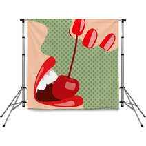 Pop Art Female Mouth With A Cherry Backdrops 52189910