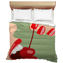 Pop Art Female Mouth With A Cherry Bedding 52189910