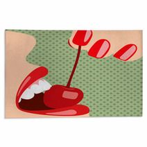 Pop Art Female Mouth With A Cherry Rugs 52189910