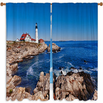 Portland Head Lighthouse In Cape Elizabeth, Maine Window Curtains 65055710