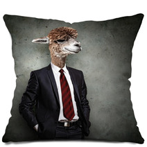 Portrait Of A Funny Camel In A Business Suit Pillows 51385975