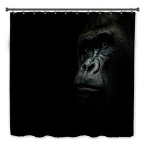 Portrait Of A Gorilla Isolated On Black Bath Decor 119888649