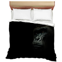 Portrait Of A Gorilla Isolated On Black Bedding 119888649