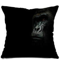 Portrait Of A Gorilla Isolated On Black Pillows 119888649