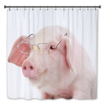 Portrait Of A Pig In Glasses Bath Decor 59644378