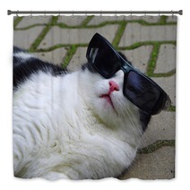 Portrait Of Funny Cat With Sunglasses Bath Decor 65585273