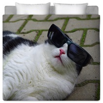 Portrait Of Funny Cat With Sunglasses Bedding 65585273