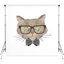 Portrait Of Hipster Cat Backdrops 61002053