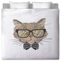Portrait Of Hipster Cat Bedding 61002053