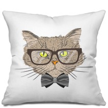 Portrait Of Hipster Cat Pillows 61002053