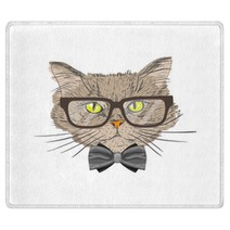 Portrait Of Hipster Cat Rugs 61002053
