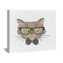 Portrait Of Hipster Cat Wall Art 61002053