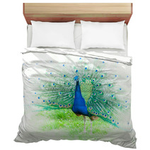 Portrait Of Peacock With Spread Feathers Bedding 104495715