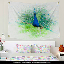 Portrait Of Peacock With Spread Feathers Wall Art 104495715