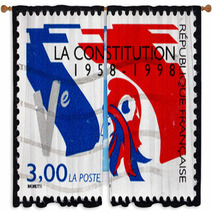 Postage Stamp France 1998 French Flag 5th Republic Window Curtains 55070684