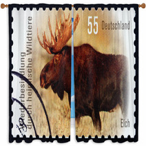 Postage Stamp Germany 2012 Moose, Alces Alces Window Curtains 64364395