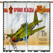 Postage Stamp Russia Russian Attack Window Curtains 61836165