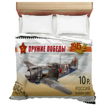 Postage Stamp Russia Russian Fighter Bedding 61835643