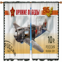 Postage Stamp Russia Russian Fighter Window Curtains 61835643