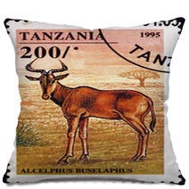 Postage Stamp Tanzania 1995 Hartebeest African Antelope Pillows 136746814