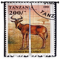 Postage Stamp Tanzania 1995 Hartebeest African Antelope Window Curtains 136746814