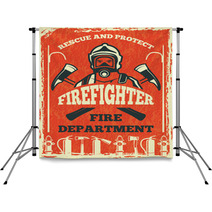 Poster For Firefighter Department Design Template In Retro Style Backdrops 185823610