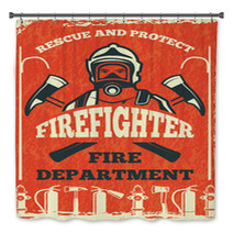 Poster For Firefighter Department Design Template In Retro Style Bath Decor 185823610