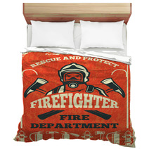 Poster For Firefighter Department Design Template In Retro Style Bedding 185823610