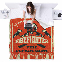 Poster For Firefighter Department Design Template In Retro Style Blankets 185823610