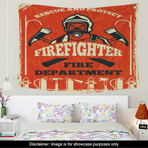 Poster For Firefighter Department Design Template In Retro Style Wall Art 185823610