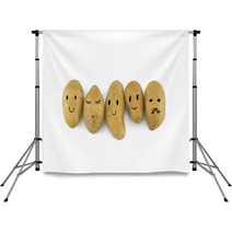 Potatoes Cartoon Characters Isolated On White Background Backdrops 144830880