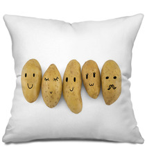 Potatoes Cartoon Characters Isolated On White Background Pillows 144830880