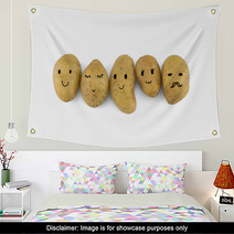 Potatoes Cartoon Characters Isolated On White Background Wall Art 144830880