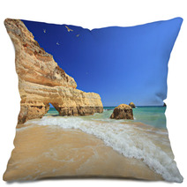 Praia Da Rocha Beach In Portimao, Algarve, Portugal Pillows 16257012