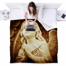 Praying Angel In Sepia Shades Blankets 46116089