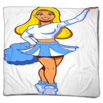 Pretty Blonde Cheerleader Blankets 53885645