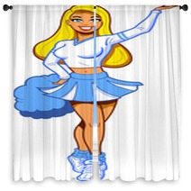 Pretty Blonde Cheerleader Window Curtains 53885645