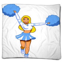 Pretty Cheerleader With Pom Poms Blankets 53885646