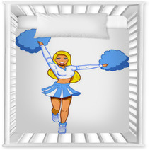 Pretty Cheerleader With Pom Poms Nursery Decor 53885646