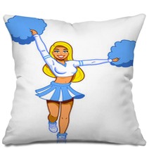 Pretty Cheerleader With Pom Poms Pillows 53885646