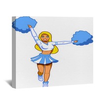 Pretty Cheerleader With Pom Poms Wall Art 53885646