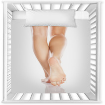 Pretty Female Legs And Bare Feet On White Background Nursery Decor 66194693