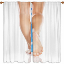 Pretty Female Legs And Bare Feet On White Background Window Curtains 66194693