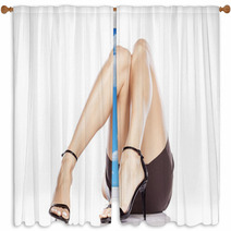 Pretty Female Legs In Elegant Sandals With High Heels Window Curtains 66200571