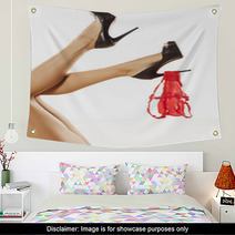 Pretty Female Legs With High Heels And Panties Attached To Them Wall Art 56571105