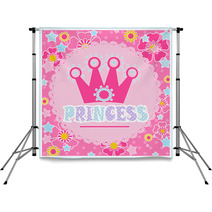 Princess Background With Crown Illustration In Pink Backdrops 127698499