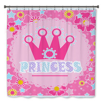 Princess Background With Crown Illustration In Pink Bath Decor 127698499
